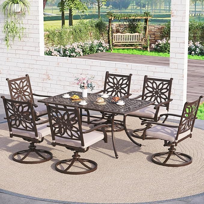 Sophia & William 7 Pieces Cast Aluminium Patio Dining Set for 6 - Photo 8