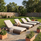 Christopher Knight Home Tory Acacia Wood Chaise Lounge Chair Outdoor Set of 4, Poolside Sun Lounger Recliner - Photo 1