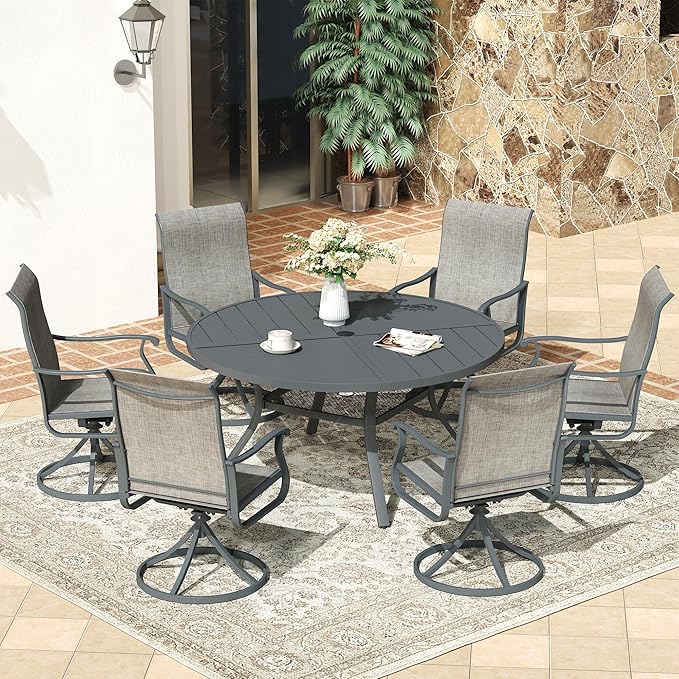 VICLLAX 47.2" Round Patio Dining Table for 4-6 - Photo 2