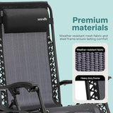 SereneLife Zero Gravity Outdoor Lounge Chairs 2 Pack – Folding Recliners with Side Table - Photo 7