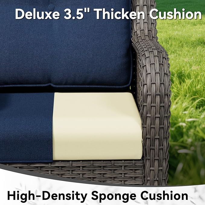 Patio Rocking Chairs Set of 2, Outdoor Wicker Patio Furniture Set 2 Pieces with Thickened Olefin Cushions - Photo 6