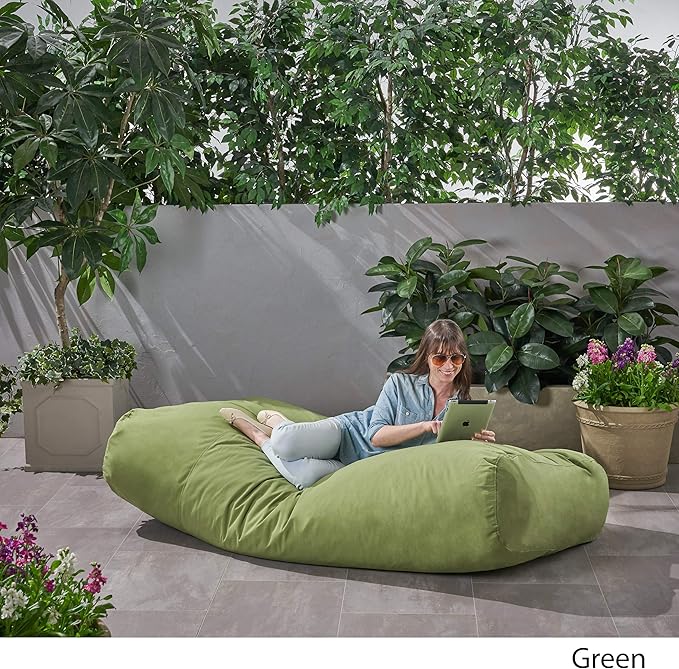Christopher Knight Home Vivien Outdoor Water Resistant 6'x3' Lounger Bean Bag, Green