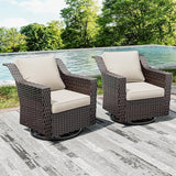 Joyside Swivel Patio Chairs Set of 2, Wicker Patio Furniture with Wide Armrest and Thick Cushions - Photo 7