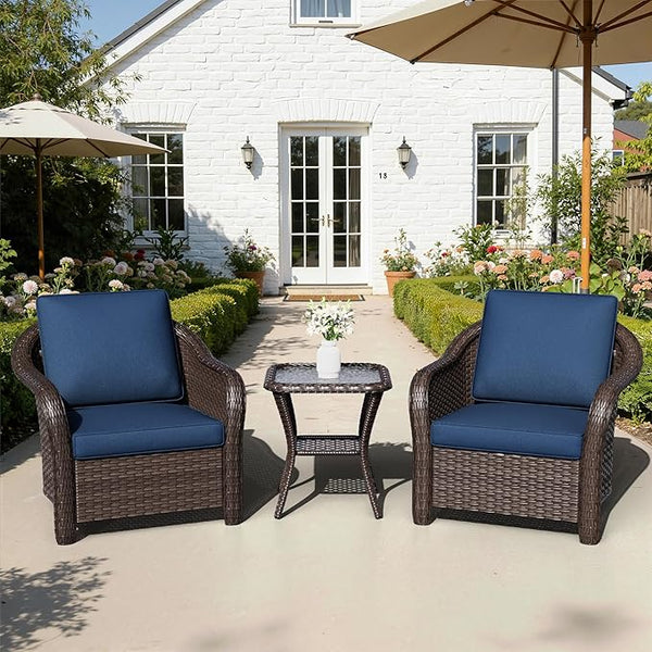 Outdoor Chairs with Side Table, Patio Wicker Chairs - Photo 1