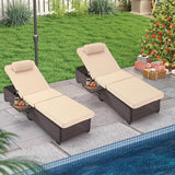 HOMREST PE Wicker Chaise Lounge Chairs Set of 6, Adjustable 5 Position Outside Rattanr Patio Pool Chair with Headrest - Photo 7
