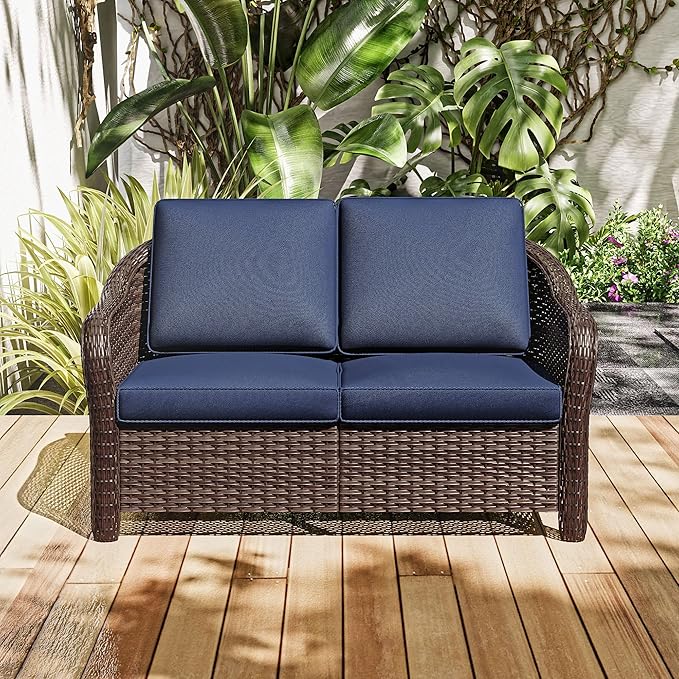 3 Pieces Outdoor Patio Conversation Set, 55" Couch, 2 Chairs - Photo 8