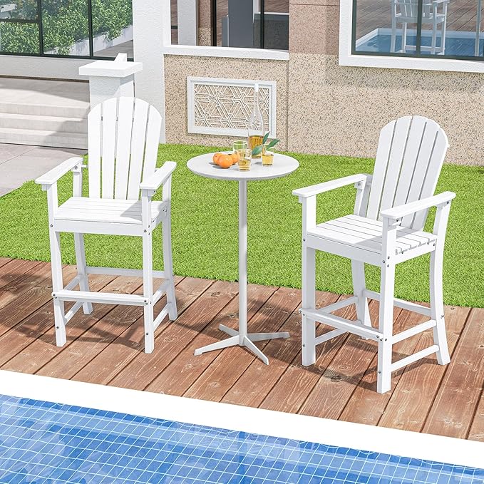 Tangkula Outdoor Tall Adirondack Chair 30 Inches Seat Height, HDPE Bar Height Patio Chair with High Backrest - Photo 3