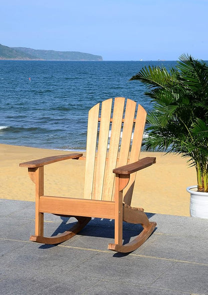 Safavieh PAT7042A Outdoor Collection Brizio Teak Rocking Adirondack Chair