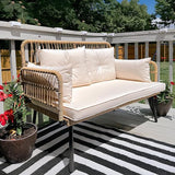 DWVO Outdoor Loveseat, Patio Wicker Furniture Set with Cushion & Adjustable Feet, Patio Couch for Garden, Balcony - Photo 4