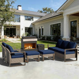 6 Pieces Metal Wicker Patio Furniture Set - 75" Sofa, Two Armchairs and Two Ottomans - Photo 7