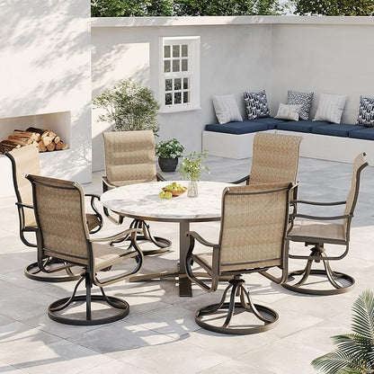 Patio Swivel Chairs Set of 6, Outdoor Dining Chairs with High Back, All-Weather Swivel Rocker Chair for Lawn, Porch or Garden