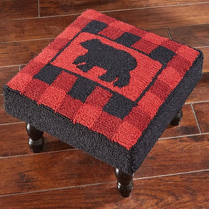 Park Designs Buffalo Check Bear Hooked Stool
