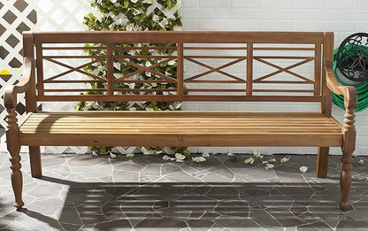Safavieh Patio Collection Martin Adirondack Acacia Wood Bench, Natural