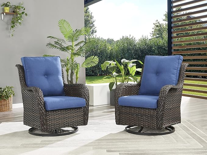 Rilyson Wicker Rocking Chair Swivel Chairs - 4 Piece Rocker Patio Chairs Set Rattan Rocking Chair for Outdoor Porch - Photo 6