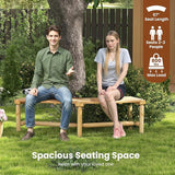 Tangkula Patio Curved Bench Set of 4, Solid Wood Fire Pit Bench for 2-3 People, Outdoor Backless Loveseat for Backyard - Photo 8