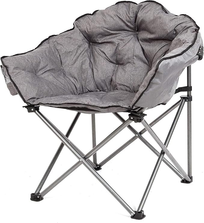 MacSports C932S-129 Padded Cushion Outdoor Folding Lounge Patio Club Chair, Gray - Photo 3