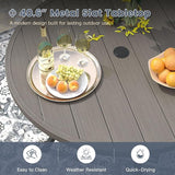 VICLLAX 40.6" Round Metal Outdoor Dining Table for 4, Patio Table with Umbrella Hole and Storage Shelf for Garden, Lawn - Photo 5