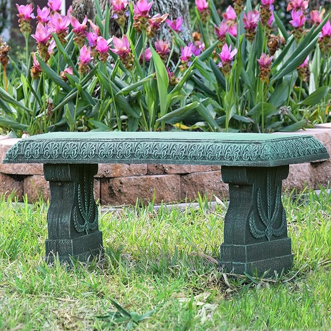 Arcadia Garden Products Outdoor Fiberclay Garden Bench for Patio, Porch, Park, Lightweight and Durable Outside Furniture Decor, Green