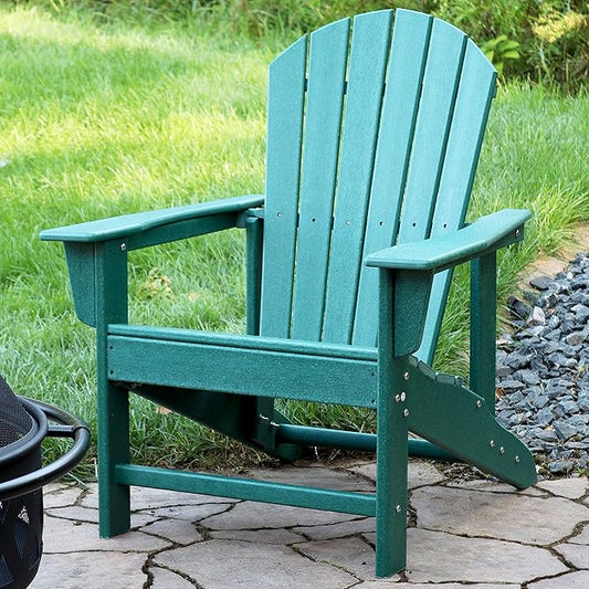 Sunnydaze All-Weather Upright Adirondack Chair - for Patio or Yard - 300-Pound Capacity - 38.25-Inch - Green