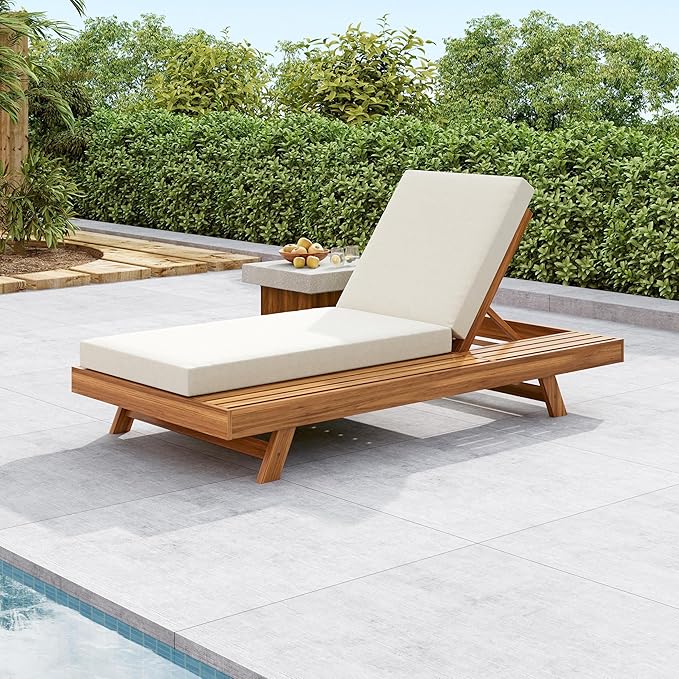 Merax Chaise Lounge Chair Set with Adjustable Backrest & Flat Storage Surface - Photo 3