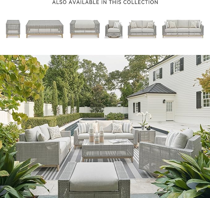 Signature Design by Ashley Seton Creek Cottage Nuvella Weather Resistant Fabric Outdoor Loveseat with Cushion and 2 - Photo 6