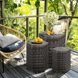 Sundale Outdoor Wicker Side Table Set of 3, Nesting Rattan Coffee End Tables for Small Spaces - Photo 7