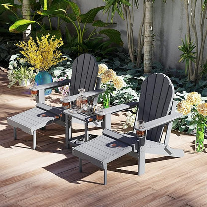 Sundale Outdoor 18" Small Side Table, Patio HDPE All Weather Small Adirondack End Table Water Resistant 2 Tier Rectangular Outside Table for Pool, Garden, Beach, Grey