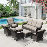 7 Piece Outdoor Wicker Patio Furniture Set, Patio Chairs Set with Thickened Olefin Cushions, High Back and Deep Seating - Photo 9