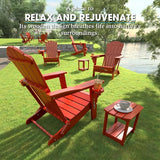Folding Adirondack Chair, HDPE All-Weather Outdoor Chair with Cup Holder, Wooden Textured, Fire Pit Chair - Photo 7