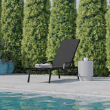 Flash Furniture Brazos Adjustable Chaise Lounge Chair with Arms, All-Weather Outdoor Five-Position Recliner, Black/Black - Photo 2