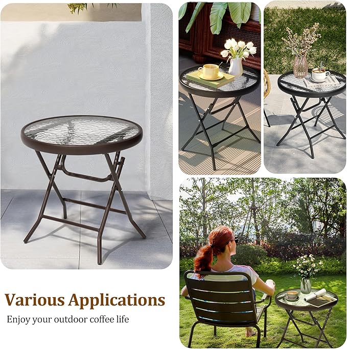 2 Pieces Outdoor Side Table - Small Patio End Table All Weather, Patio Furniture Sets and Outside Furniture for Pool - Photo 6