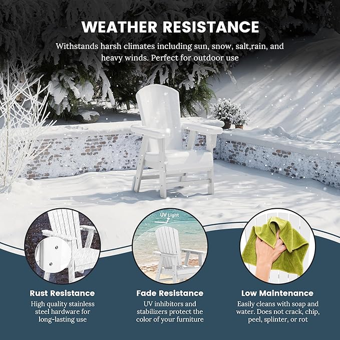 WO WESTIN OUTDOOR HDPE Altura Adirondack Dining Chair,White
