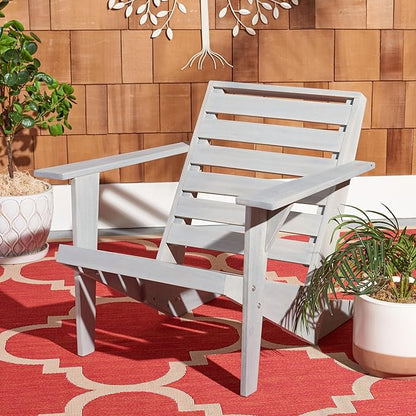 SAFAVIEH Outdoor Collection Lanty Ash Grey Acacia Solid Wood Adirondack Chair
