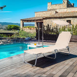 Giantex Outdoor Folding Chaise Lounge, Portable Tanning Chair with 5 Adjustable Positions, 360°Rotatable Canopy Shade - Photo 2