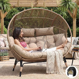 NICESOUL® Double Egg Chair Indoor Outdoor Stationary Oversized 6.5" Thick Padded Cushions - Photo 1