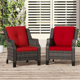 Patio Wicker Chairs Set of 2, Outdoor PE Conversation Bistro Chair Set with Cushions for Garden, Backyard - Photo 1