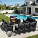 Outdoor Aluminum Furniture Set, 5-Piece Patio Conversation Set, 2 Swivel Chairs, 2 Sofa and 1 Fireplace - Photo 9