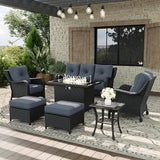 7 Piece Patio Furniture Set with Fire Pit Table - Photo 1