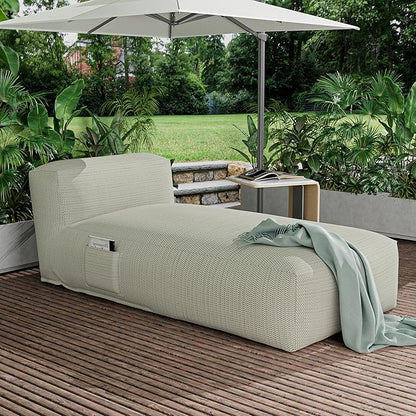 Dineli Chaise Lounge Chair Outdoor Bed Lounger Outdoor Couch Sofa for Pool Comfy Patio Furniture Foam Filling Bean Bed Chair Lazy Sofa for Outside, Water-Resistant Sunbed (Light Green, 70'' Length)