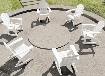 SERWALL Outdoor Adirondack Rocking Chairs Set of 6, All-Weather HDPE Adirondack Rocker Chair, Front Porch Rocker Chairs for Patio Lawn Porch Deck, White