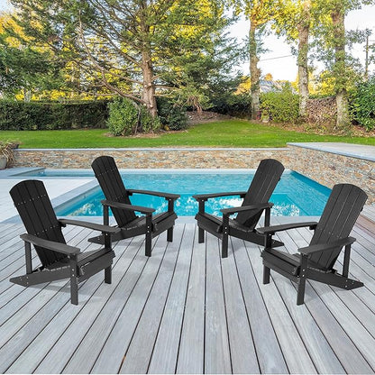 Adirondack Chairs, Plastic Adirondack Chairs Set of 4, All-Weather Resistant, Widely Used in Outdoor, Fire Pit, Deck, Outside, Garden