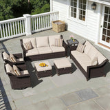 7 Pieces Patio Conversation Furniture Set - 2 Sofas, 2 Ottomans, 2 Swivel Chairs, 1 Side Table - Photo 1