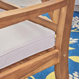 Christopher Knight Home Peter | Outdoor Acacia Wood Dining Chair Set of 2, Teak/Cream Cushion - Photo 7
