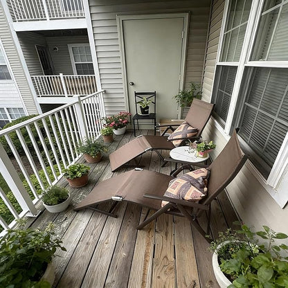 Crestlive Products Chaise Lounge Chair Outdoor Set of 2, Aluminum Folding Patio Recliner Chair, Adjustable 8 Positions Assemble-Free Perfect for Beach, Yard, Pool, Deck