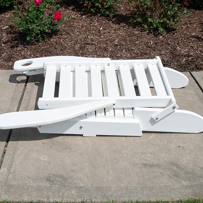 Furniture Barn USA Farmhouse Collection Poly Ladderback Folding Adirondack Chair, Bright White
