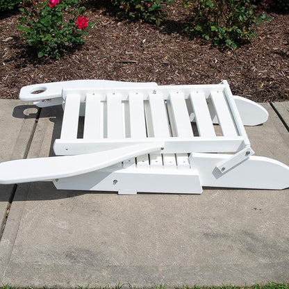 Furniture Barn USA Farmhouse Collection Poly Ladderback Folding Adirondack Chair, Bright White