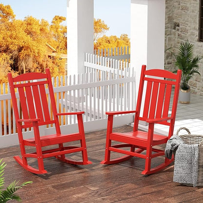 WestinTrends Malibu 3-Piece Set Outdoor/Patio Rocking Chairs (2 Seater), Red