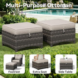 5 Piece Outdoor Wicker Patio Furniture Set, Patio Chairs Set with Thickened Olefin Cushions, High Back and Deep Seating - Photo 7