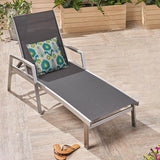 Christopher Knight Home Patio Aluminum Chaise Lounge, Adjustable Mesh Chaise Lounge, 5 Position Backrest Recliner - Photo 1