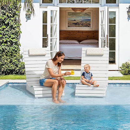 HDPS Pool Lounge Chairs, Use in Pools Lounge Chairs up to 10-Inches of Water, Chaise Chairs with Headrest, Lounge Chair Outdoor, Fade-Resistant Pool Lounger for Deck